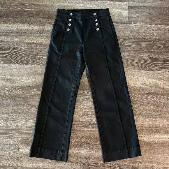 Joe's Jeans Savannah Black Coated Wide Leg Crop Jean Pants Size 26 Sailor Style - Picture 12 of 15